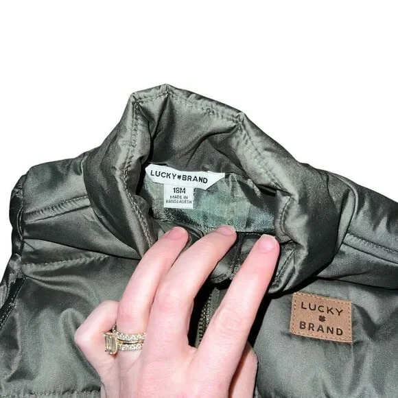 LUCKY BRAND Kids Green Zip up Puffer Vest Size 18M - Picture 4 of 7
